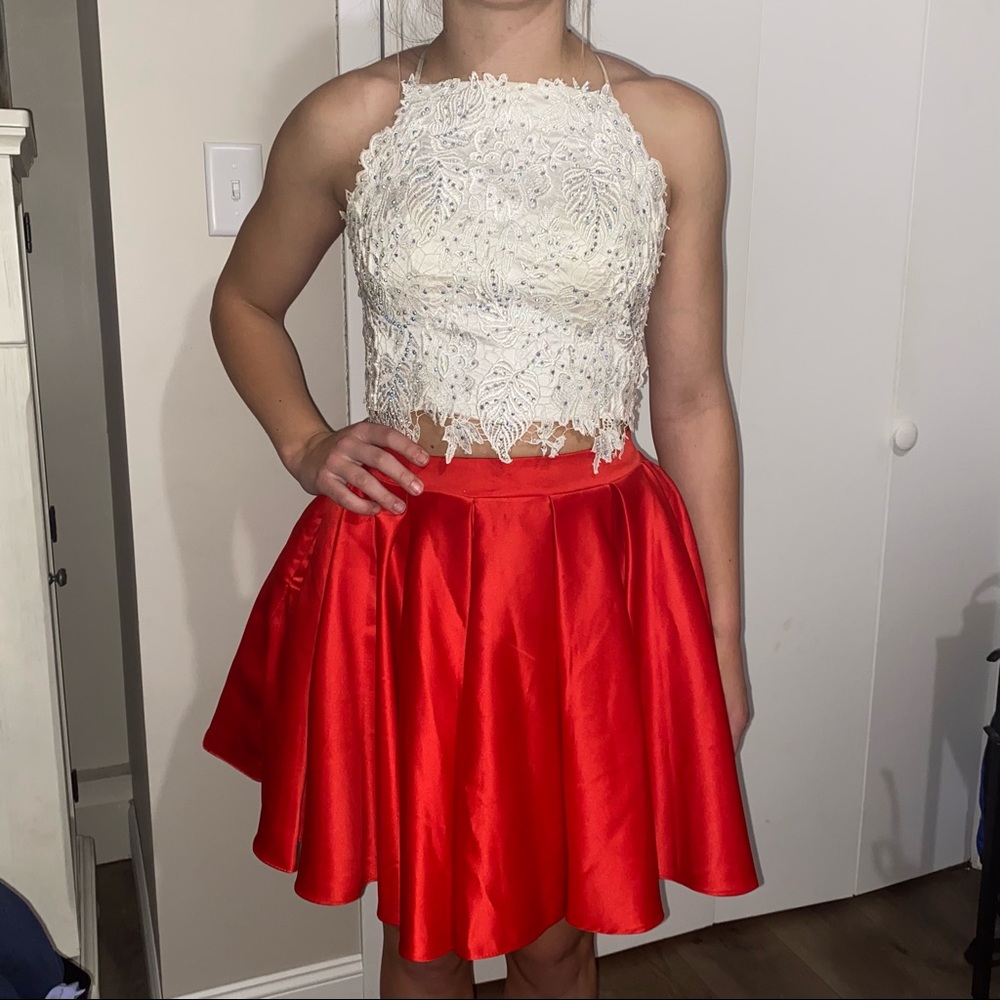 Dave & Johnny Formal 2-Piece Red & White Dress Sz 7/8